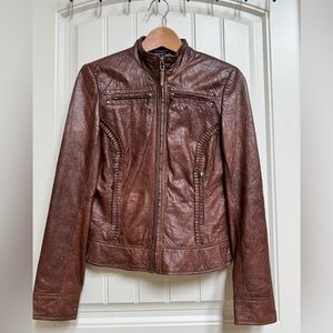 Danier Brown Leather Jacket. Size XS